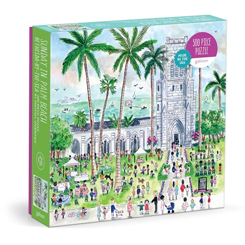 Puzzle Galison Sunday Palm Beach – 1000 piezas Michael Storrings con arte del famoso Palm Beach Bethesda Church miniatura 1