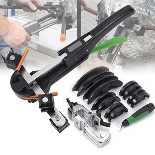 チューブベンダーキット、6-22mm手動銅およびアルミニウムパイプベンダー、7つのダイ付き、90°HVACパイプベンダーツールセット、冷蔵庫エアコン修理用