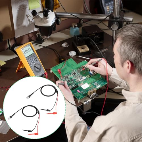 Image of Joyzan BNC to Test Hook Clips,Mini Dual Probe Coaxial Cable Leads Set P1020 | Testing Plunger Probes Ended IC Male Plug Oscilloscope Minigrabber Accessories 50Ω Coax Machine Signal Generator Multimeter