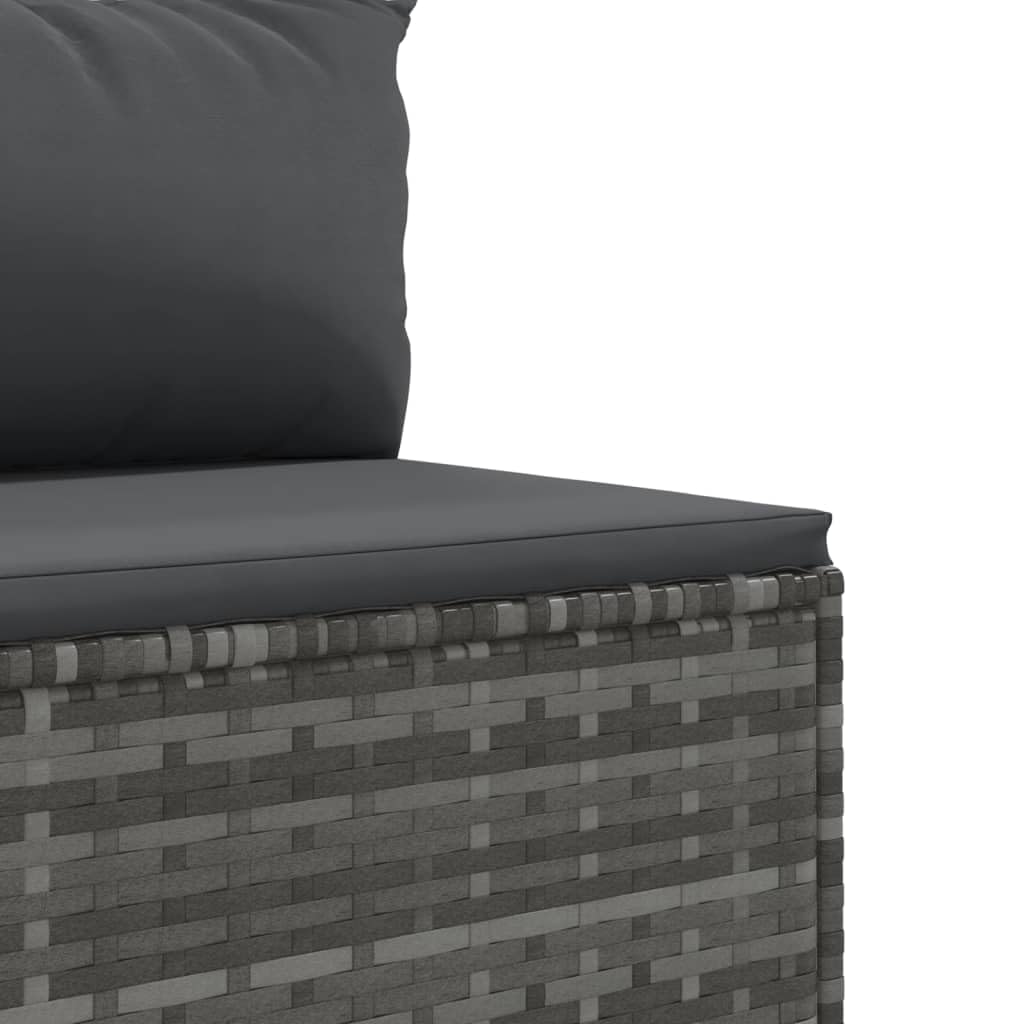 Set di divani da giardino da 9 pezzi con cuscino, grigio, in polyrattan, set modulare per esterni per terrazza e balcone, resistente ai raggi UV
