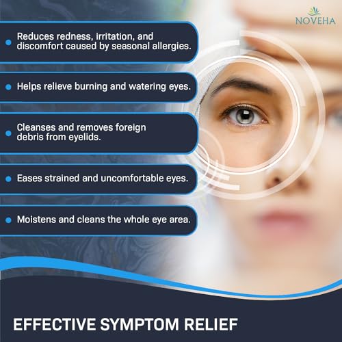 NOVEHA 180Pcs Allergy Relief Eyelid Wipes | Pre-moistened Hypoallergenic Eye Cleansing Pads, Reduce Itchiness, Redness & Discomfort Caused By Allergy, Clean, Soothe & Remove Debris (3 Pack)