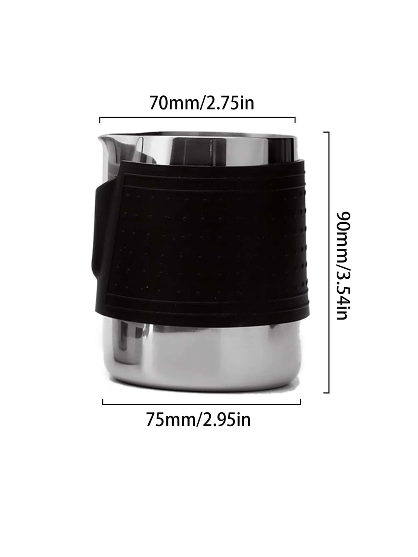 Tazza for latte con brocca for schiuma di, custodia in silicone nero antiscottatura, acciaio inossidabile