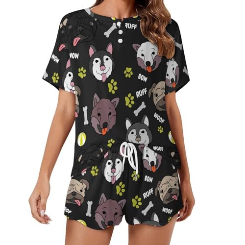 Pyjama chien de dessin animé contre la chaleur vêtement de nuit femme