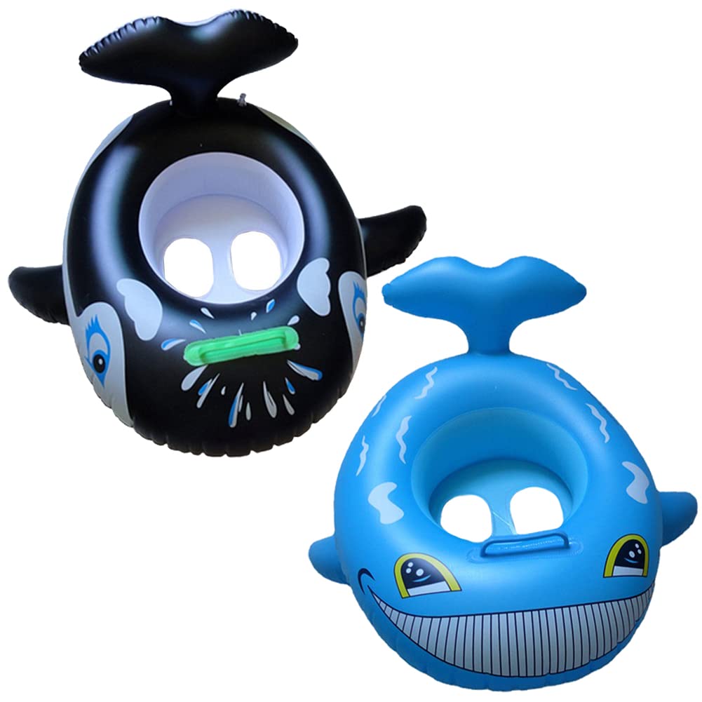 2pcs Ballena Flotadores para Niño,Inflable Ballena Flotadores para Niño,Nadar Anillo con Asiento de Seguridad Inflable de Piscina,Piscina Flotante con Forma de Tortuga Niños con Asientos 1 a 6 Años