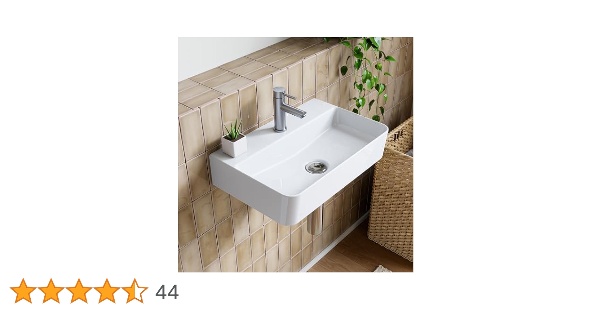 Lavabo De Pared HOROW Blanco | Cerámica Rectangular 46 X 30 Cm | Sin Rebosadero | Para Baños Pequeños O De Invitados