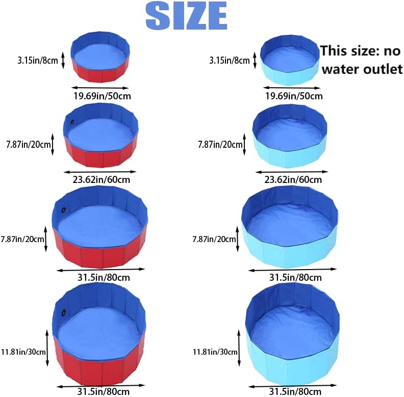 Pet Dog Kids Swimming Pool,Plastic Anti-Slip PVC Bathing Tub Swimming Pool Durable Fiberboard Kiddie Pool(Large 31.5 * 7.87in)