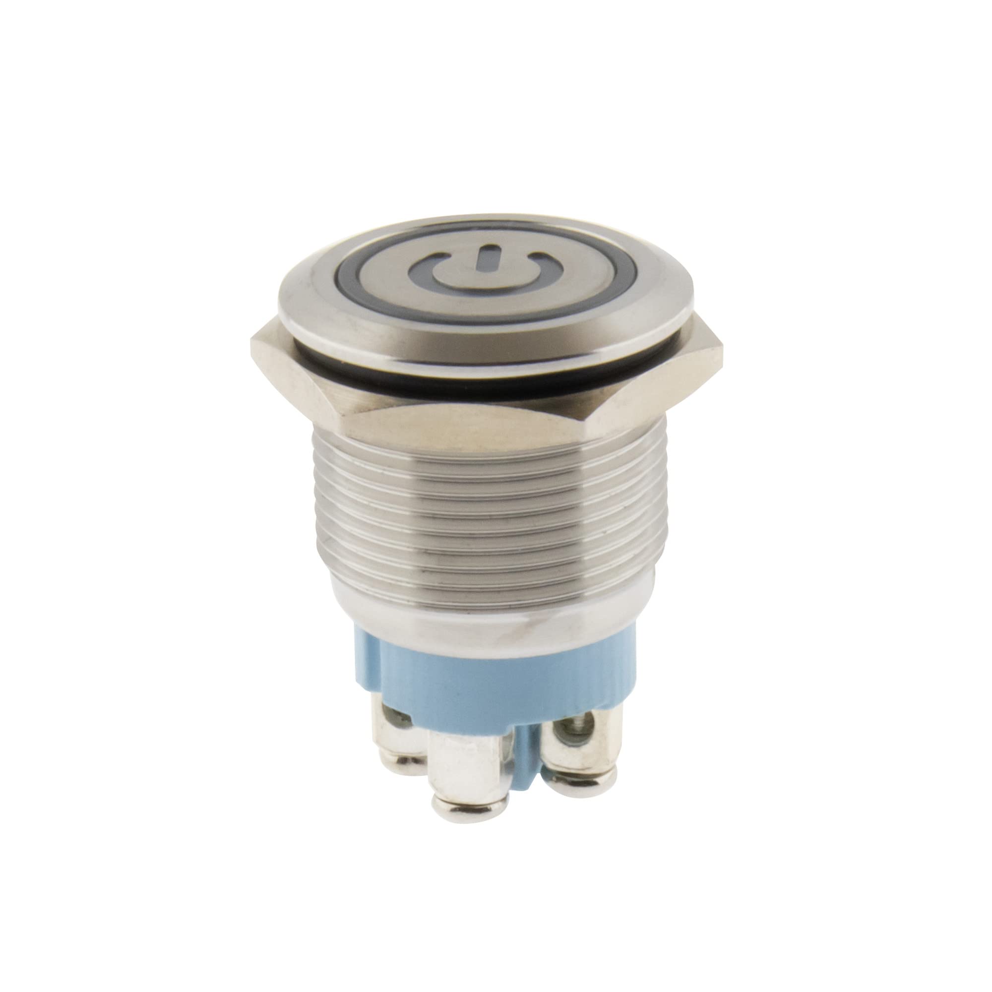 Pulsante In Acciaio Inox SeKi 19mm - Testa Piatta Con LED Campana Blu, IP65 Antivandalismo - Foto 13