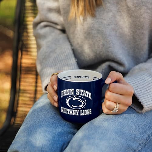 Image of Logo Brands NCAA Penn State Nittany Lions 15 oz Stripe Coffee Mug - Vintage Team Logo, Inside Print & Stripes, Microwave & Dishwasher Safe- Great Gift For Fans & Alumni