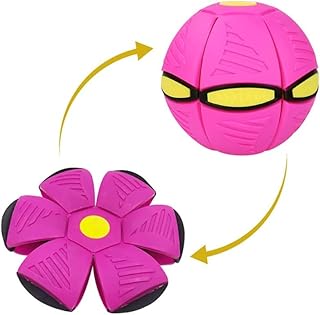 WACURRENTHYD New UFO Pet Flying Saucer Ball, Portable Flying Toys Creative Fly Saucer Stomp Magic Balls, Magic Frisbee Dog Toy Ball, Fun Puppy Interactive Flying Flat Throw Disc Balls Toy (Pink)