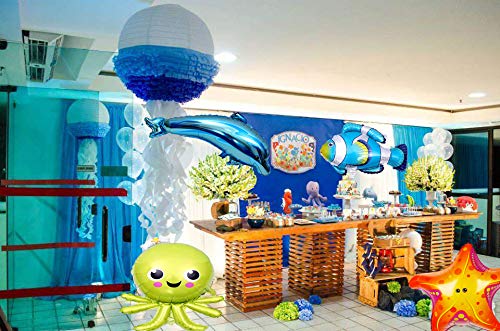 9 Pcs Large Ocean Animals Balloons Cartoon Fish Balloons Foil Balloons For Kids Birthday Party Decoration Supplies #TOP5