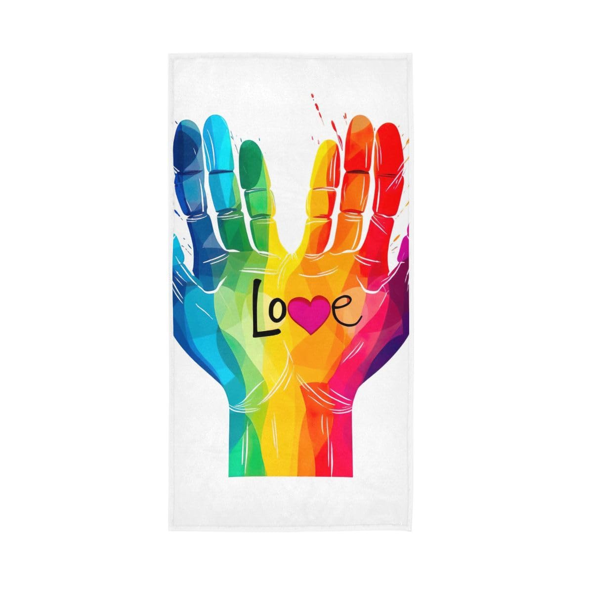 LSRCPD LGBT Hands Love Bathroom Hand Towels Decorative, Hand Towel for Bathroom, Travel, Camp, Hotel, Spa 15 x 30 Inches