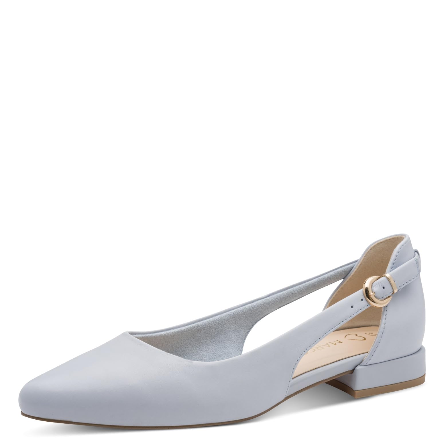 MARCO TOZZI Women Ballerinas Soft Feel Me Footbed Leather Soft Lining Pointed, Blue (LT.Blue), 5.5 UK