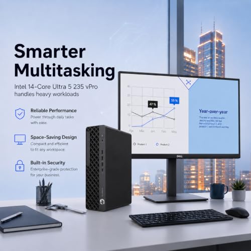 Image of HP ProDesk 4 SFF G1i Business Desktop AI PC, Intel Core Ultra 5 235 vPro (> Ultra 7 265U), IST Computer Customized 16GB /32GB /64GB DDR5 RAM, 512GB /1TB /2TB SSD, Ethernet, DisplayPort, Wi-Fi, Win 11 Pro