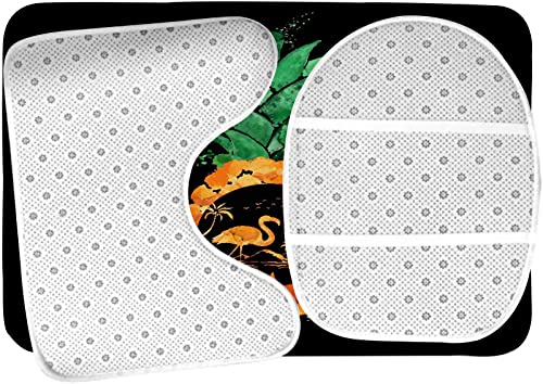 Badezimmerteppich-Set, 3-teilig, Kiefern- und Sommerflamingos und Ozean-Strandleben, waschbare Badeteppiche, rutschfest, mit Rückenpolster, Konturteppich und Toilettendeckelbezug – Bild 6