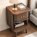 Decofy Fluted Nightstand Set of 2, Mid Century Modern Bedside Table with Charging Station, Walnut End Tables with Sliding Tambour Doors, Storage Cabinet and Open Shelf for Bedroom, Walnut