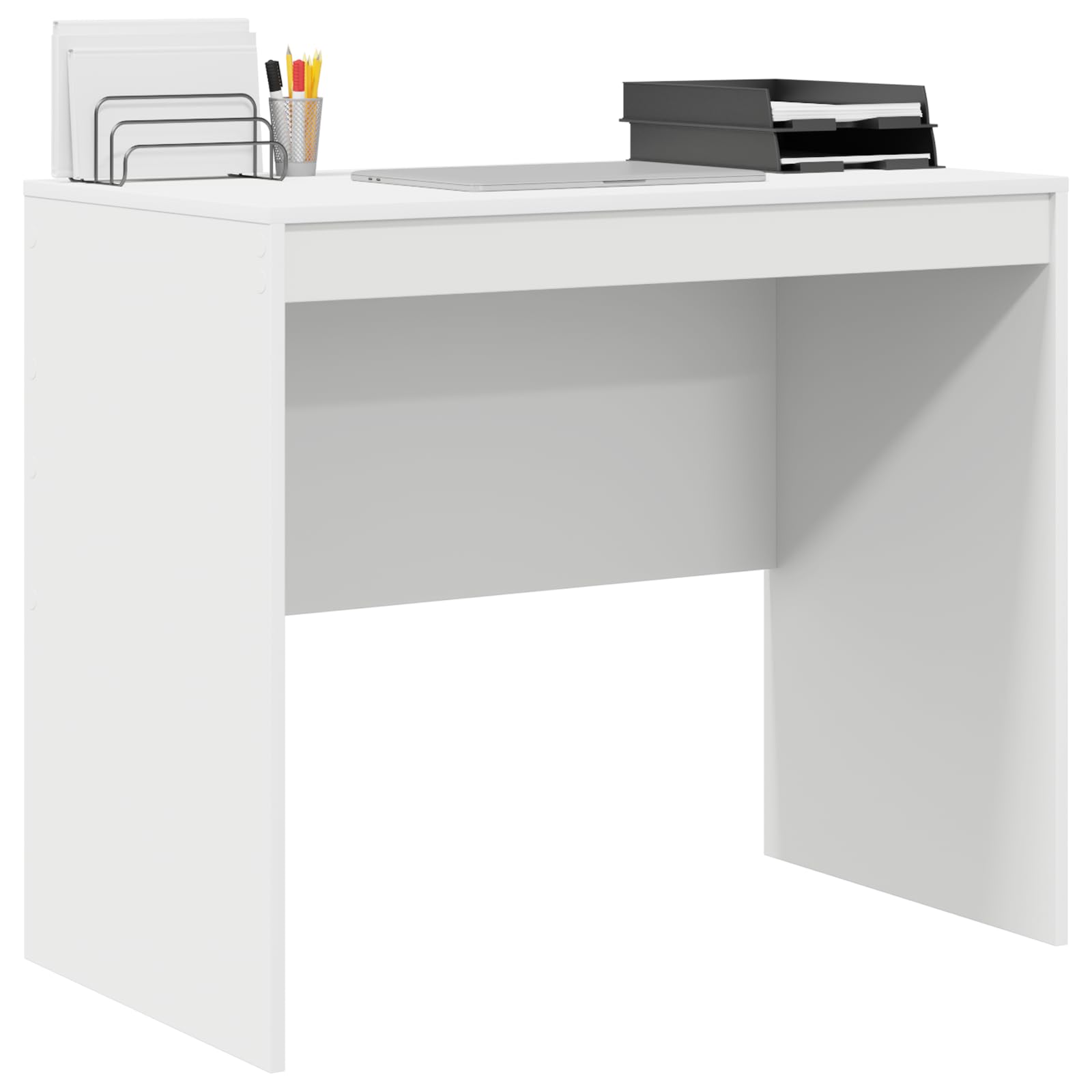 Scrivania per computer in legno bianco, 90 x 50 x 76 cm, con cassetto, robusta scrivania per home office, tavolo da lavoro moderno