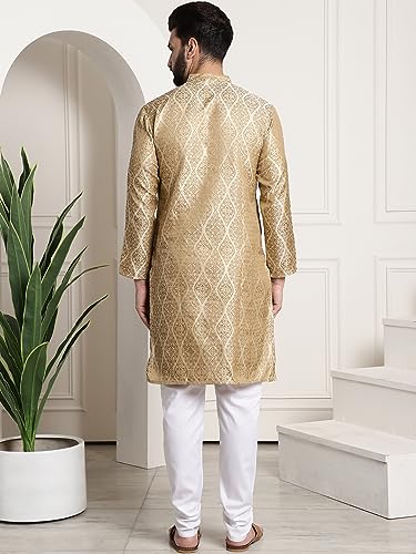Image of SOJANYA (Since 1958 Men's Silk Blend self Design Kurta and Churidar Pyjama Set