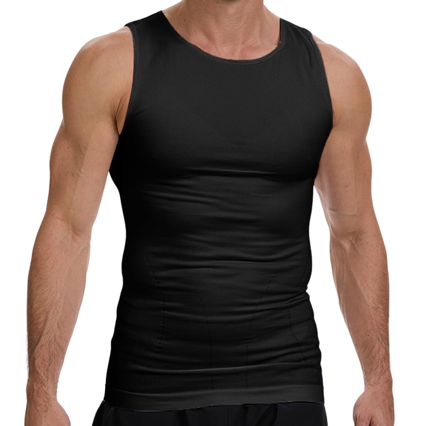 HANERDUN Men Compression Shirts Sleeves Slimming Bodyshaper Vests Undershirt Tank Top