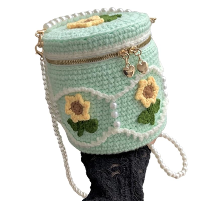 Szydełkowa torba typu Bucket z dzianiny Crossbody torba typu Bucket szydełkowa torba na ramię torba plażowa torebka typu Tote torebka dla dziewczyny randki podróż(Tulip)