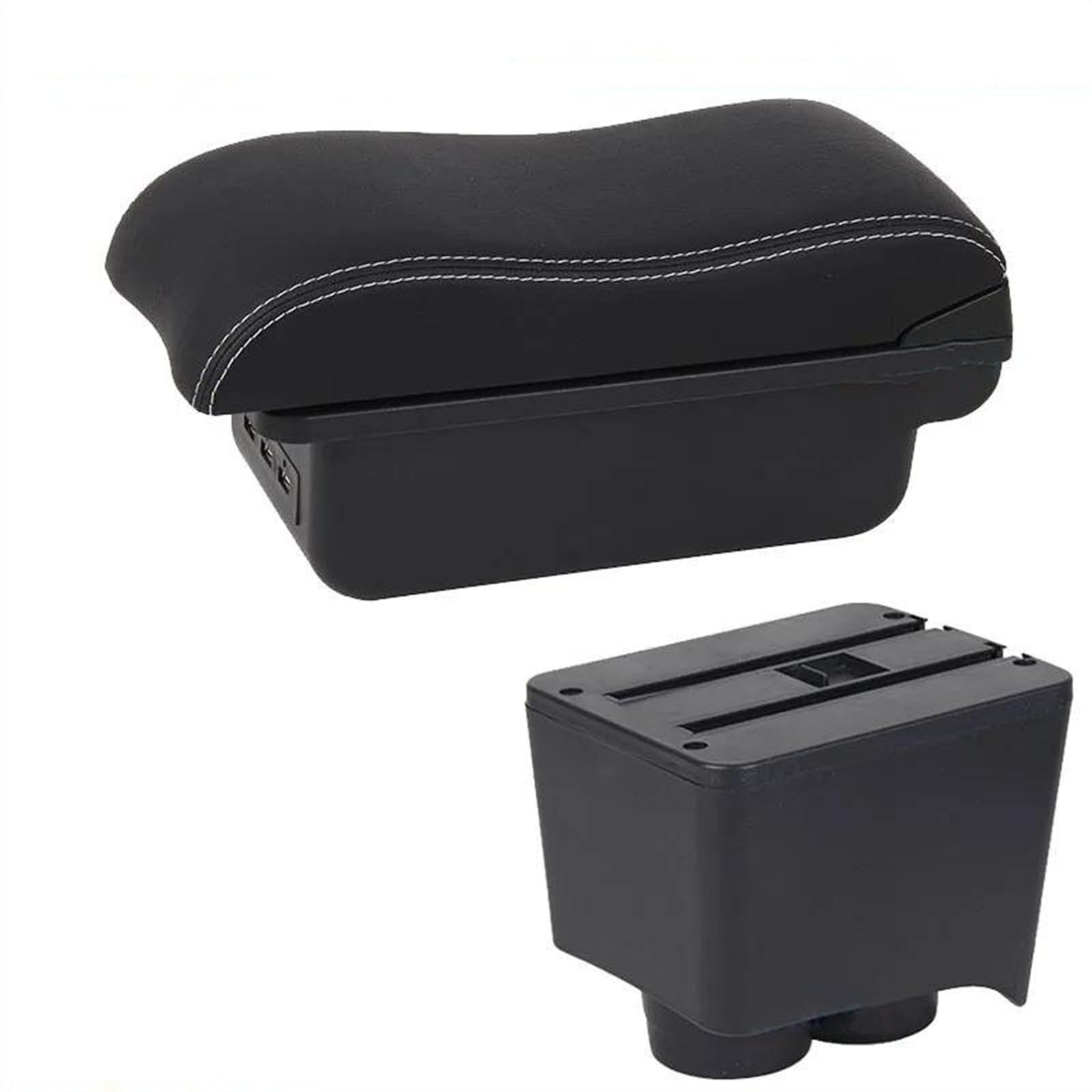 NMJLQW Storage Rack Car Decorative Styling Center Console Multifunctional Storage Box For Polo 9N 3 2002-2009(B3 Black white 3USB)