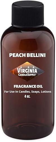 Aceite aromático Peach Bellini (botella de 4 onzas) para hacer velas, hacer jabón, tartaras, aerosoles para habitación, lociones, ambientadores de