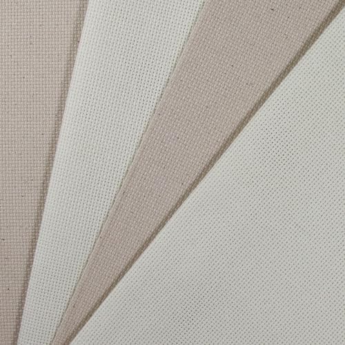 Image of KCS 4 /6 pc of 12 inch x 18 inch (30cmx45cm) 18CT Counted Cotton Aida Cloth Cross Stitch Fabric (4 pc, Antique White+Oatmeal)