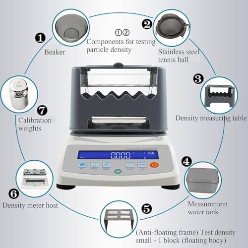 Densímetro de Alta precisión, medidor electrónico de Densidad de sólidos para medir plástico y Caucho, Ideal para balanzas Digitales y análisis gravimétrico, 1200a,1200a