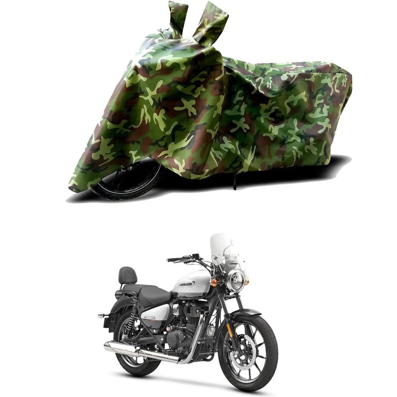 Image of 100% Water Resistant Bike Scooty Two Wheeler Body Cover Compatible for Royal Enfie Meteor 350 Super BS6 /UV-Rays /Heat Protection /Birds Dropping /Scratchproof /Dust Proof /Waterproof[Green MJ]