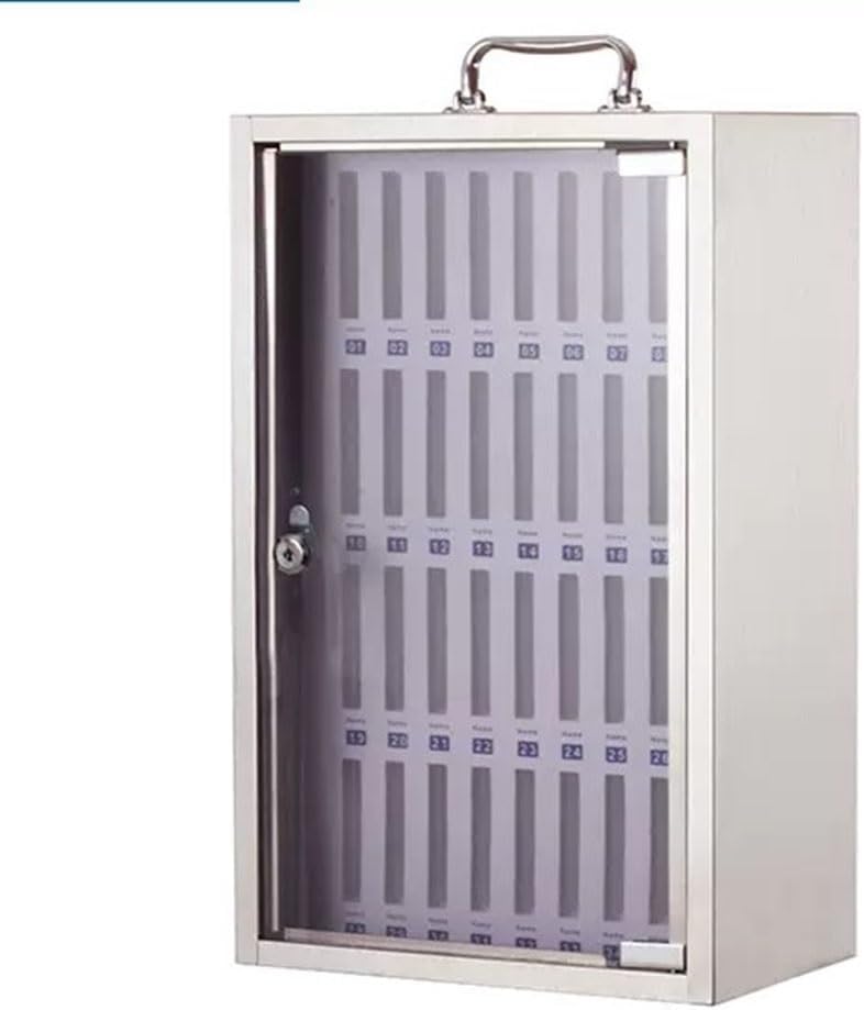 Stainless Steel Cell Phone Locker - 12-60 Slot Mobile Storage Cabinet with Key - Secure Desktop Phone Storage for Employees - Durable Phone Organizer with Lock (36)