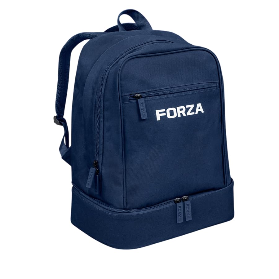 FORZA Academy Sports Backpack with Boot Compartment – 22L Football Kit Bag with Separate Shoe Section, Water-Resistant Travel Rucksack for School, Gym & Trainin (Navy)
