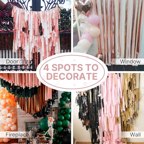 Image of PartyWoo Crepe Paper Streamers 8 Rolls 656ft, Pack of Rose Gold, Dusty Pink, Pastel Pink Streamers Party Decorations, Crepe Paper for Birthday Decorations, Wedding Decorations (1.8 In x 82 Ft /Roll)