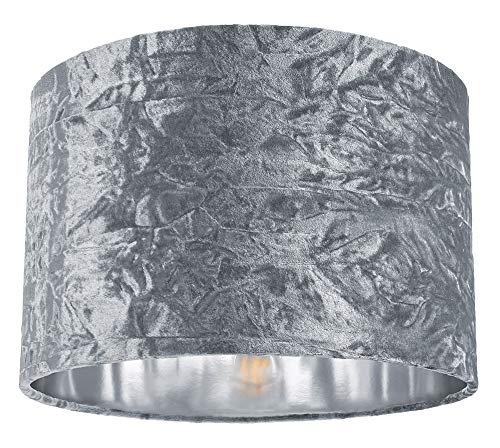 Mesa/Pantalla colgante moderna de terciopelo triturado plateado de 12"con interior plateado brillante...