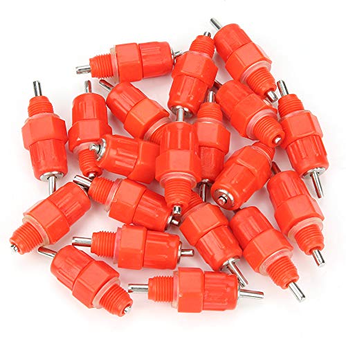 HEEPDD 20Pcs Automatic Water Nipple Drinker Waterer Poultry Chicken Duck Hen Drinking Dispenser Feeder Screw In Style Farming Livestock Feeding Watering Equipment Red