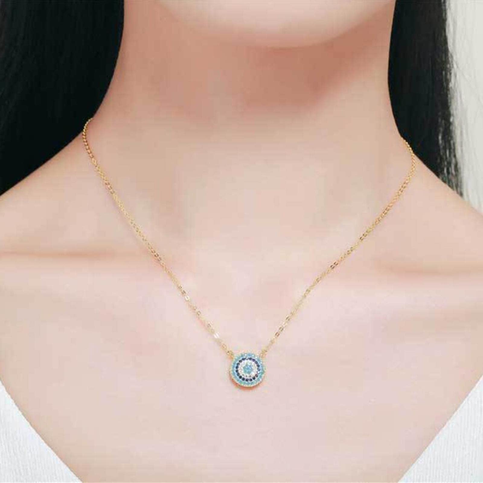Collana Occhio Blu: Ciondolo di protezione in argento Sterling 925, placcato oro 14K - Italia