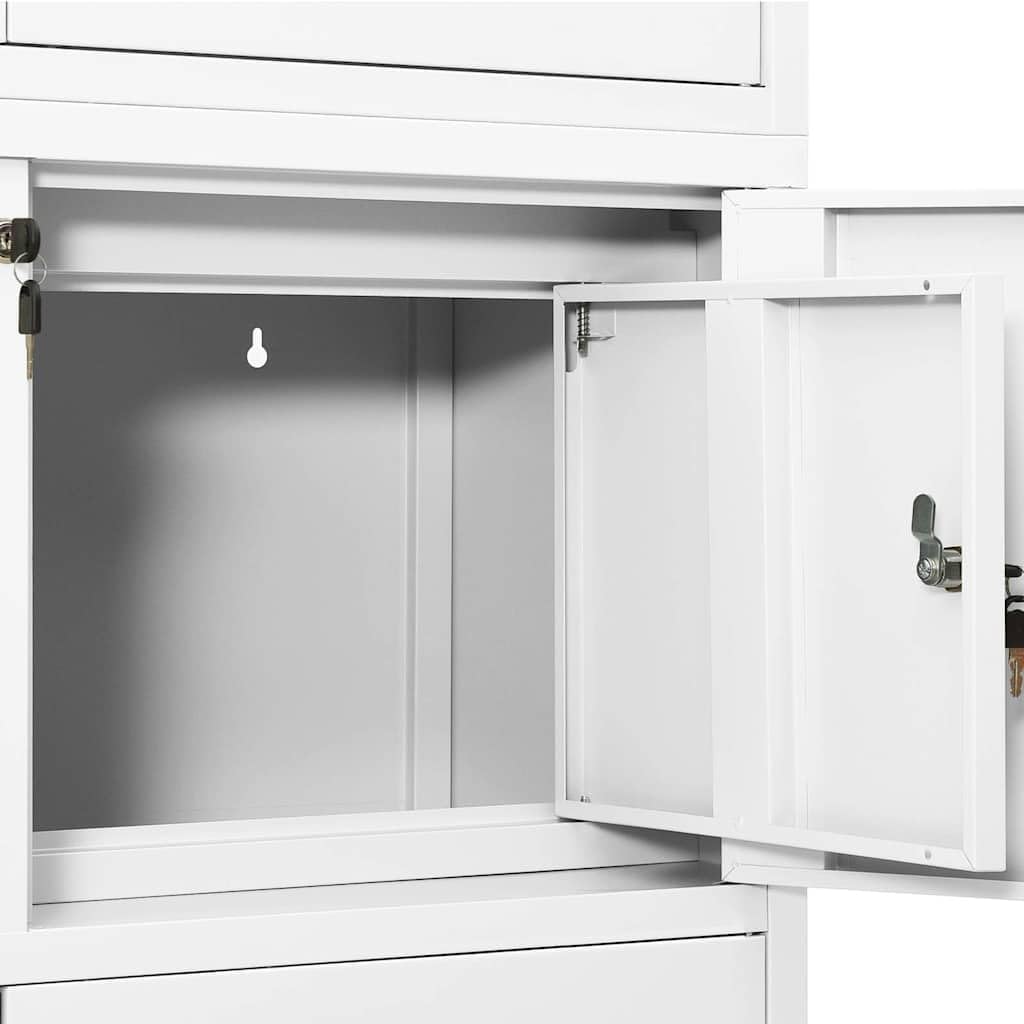 Armario de oficina blanco 90 x 40 x 180 cm de acero con 3 estantes ajustables, armario con cerradura, 3 cajones, diseño robusto para oficina, sótano, garaje, con soporte de pared