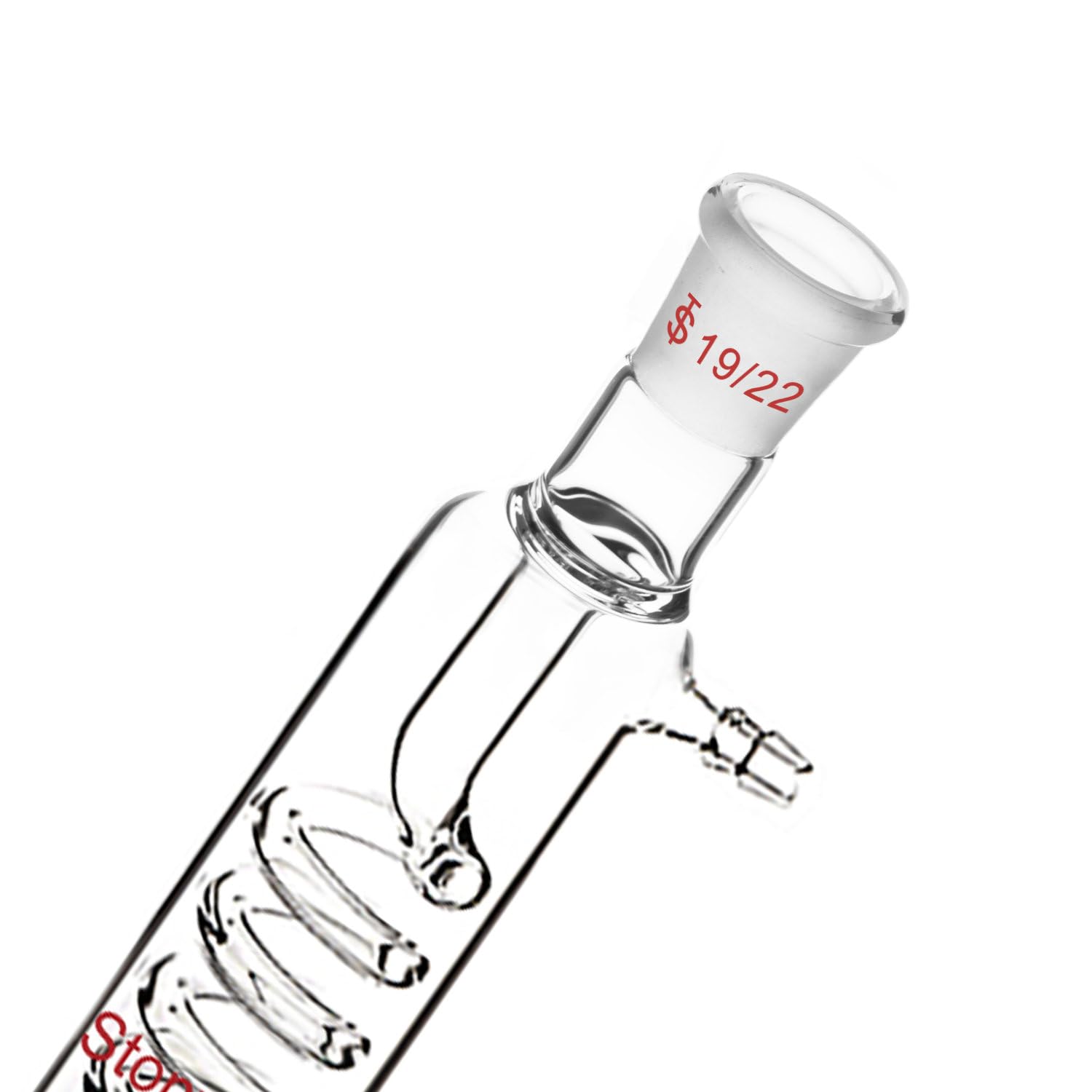 stonylab Condenseur de Graham en Verre Borosilicaté avec Joint 19/22, Longueur de Chemise de 300 mm, Condenseur en Verre de Laboratoire
