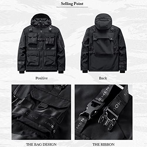 Men's Cargo Jacket Techwear Windbreaker Streetwear Multi-Pocket Jacket Coat Autumn Hooded Jackets3