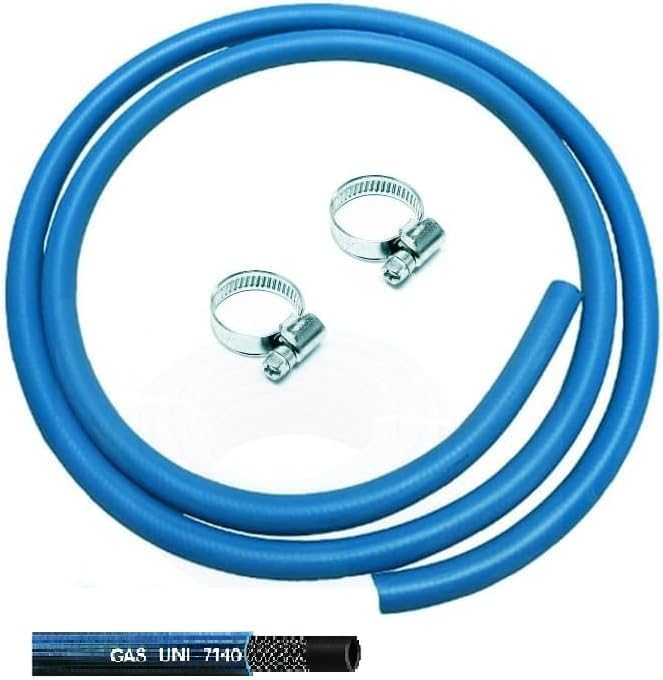Kit Tubo Gas GPL 2 Metri + Fascette OPIROS - Per Stufe, Barbecue, Fornelli Da Campeggio