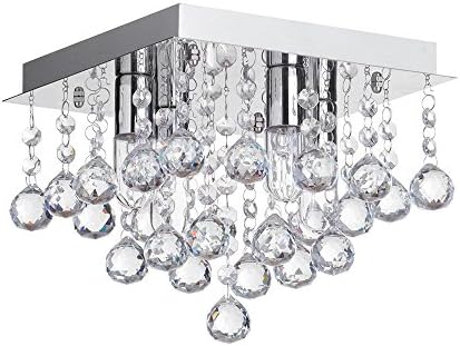 Searchlight 1910-23 - Plafoniera Rotonda In Vetro Bianco Con Finitura Alluminio, IP44, Diametro 23cm - 3