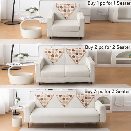 Image of HOKIPO 'HomeHues Series' Quilted Printed Sofa Back Cover, Pack of 1, Brown Polka Dot (IN-898-S-D4)