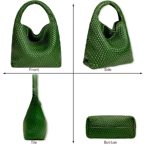 Image of JINMANXUE Woven Tote Bag for Women, Fashion Hobo Handbag, Travel Top-handle Shoulder Bag, Beach Underarm Bag with Purse
