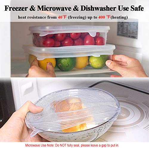 Adpartner 6Pcs Rectangle Silicone Lids For Food Storage, Reusable Bpa-Free Silicone Stretch Lids In 6 Different Sizes To Fit Most Square And Rectangle Containers, Microwave Freezer Dishwasher Use Safe #TOP3