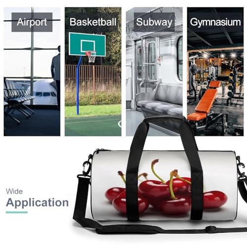 Cylindrical Gym Bag,Chilean Cherries Sports Gym Bag,Workout Bags,travel Weekender Bag,Duffle Travel Bag for Men Women3