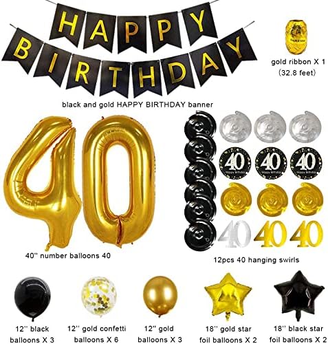 Hsthe Sea 40th Birthday Party Decorations for Men/Women, 40th Birthday Gifts, Party Supplies gifts, Happy Birthday Banner - Image 3