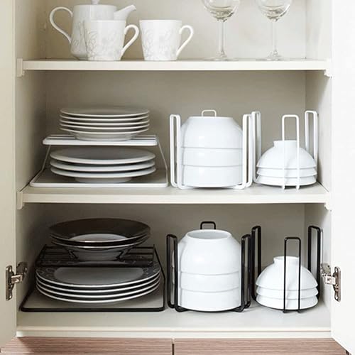 Miniatura 5 de Soporte para platos de vajilla apto para cuencos de 6.5 pulgadas de diámetro, estante de exhibición de almacenamiento de cuencos de metal para cajón