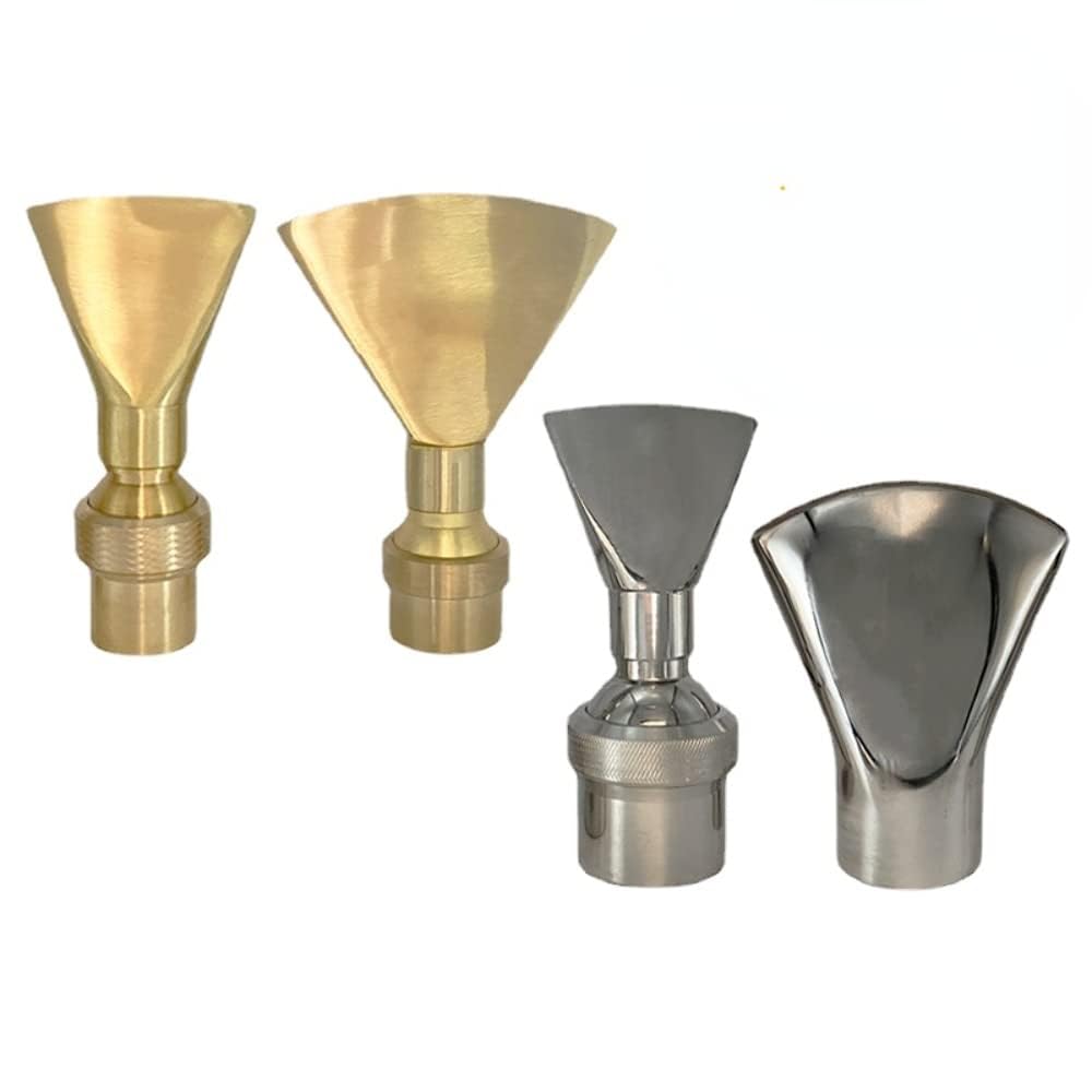 Drincoshow 1/2'3/4" 1" 1.5" 2" 2.5" 3" Fan-Shaped Fountain Nozzle SS304 Flat Mouth Spray Nozzle Water Spray Head for Garden Water Fountains and Ponds (BRASS 2" ADJUSTABLE)