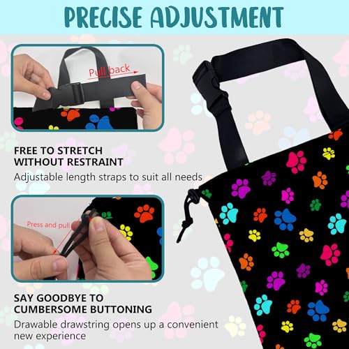 Image of Car Garbage Bag Colorful Paw Prints Hanging Canvas Car Trash Bag Waterproof Drawstring Car Back Seat Organizer for Car Back Front Seat Console with Adjustable Buckle