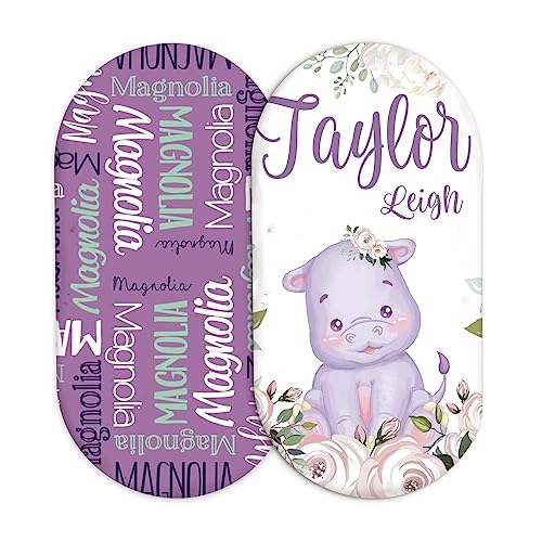 Duckbe Custom Baby Bassinet Sheets - Universal Fit for Rectangle, Oval, Hourglass Bassinet Mattress/Pad - Stretchy Ultra Soft Fitted Bassinet Sheet Set 2 Pack with Personalized Name Style11