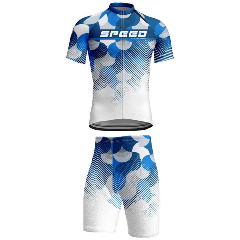 Conjunto de Maillot de Ciclismo para Hombre con Estampado geométrico 3D Camiseta de Manga Corta para Ciclismo y Culotte Ropa de montaña Ropa Deportiva de Secado rápido