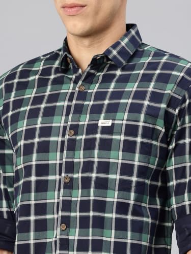Image of Majestic Man Men's Pure Cotton Checkered Slim Fit Casual Shirt - Full Sleeve | Trendy & Comfortable